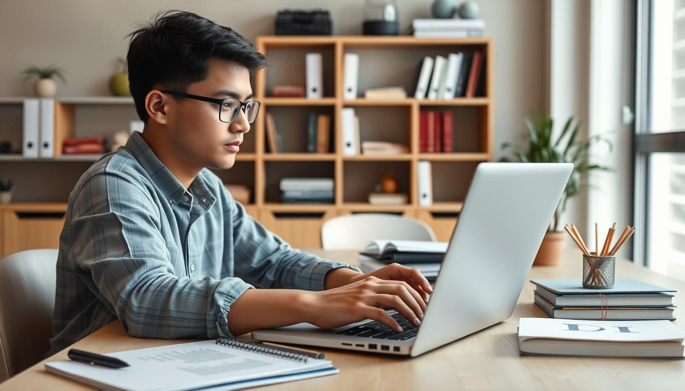Student preparing for exams with study materials